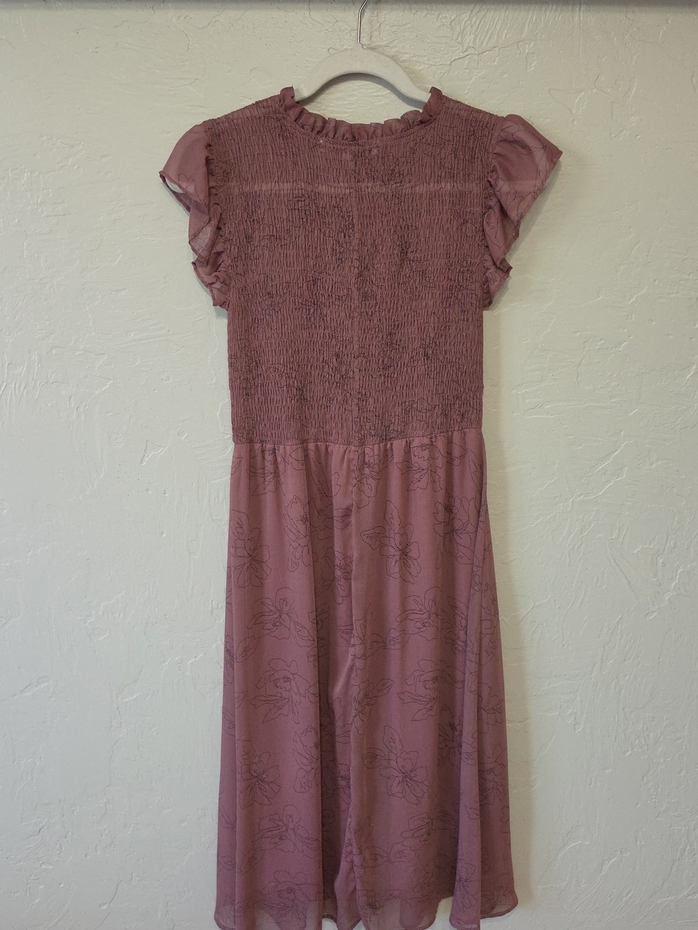 Sweet Rain Dusty Mauve Smocked Midi Dress